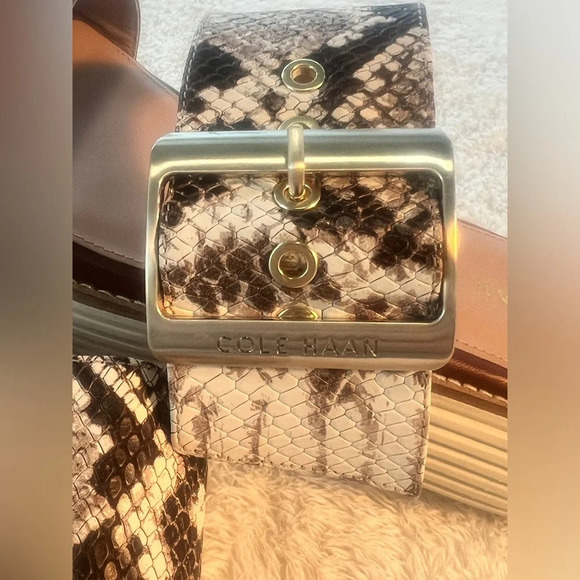 NWT Cole Haan Sz 7.5 Sand Dollar Snake Print Leather Grand Platform Sandals - Picture 14 of 16